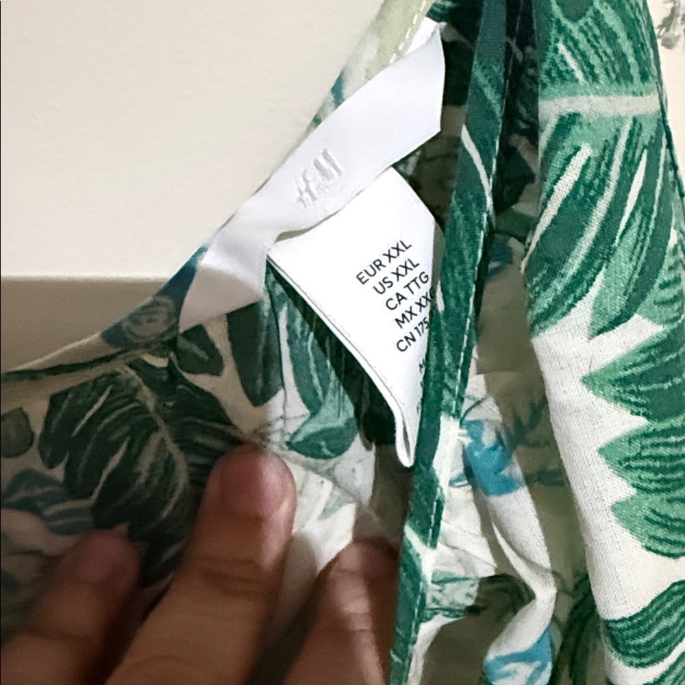 H&M Tropical Green Leaf Print Mini Dress or cover up - Picture 3 of 4